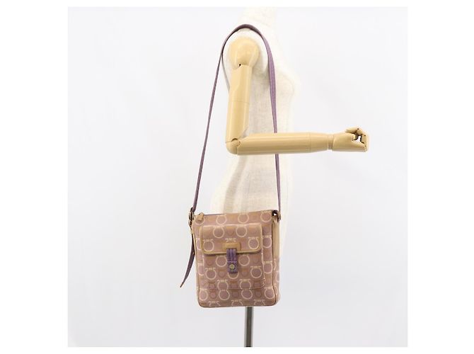 Borsa a Spalla Gancini Salvatore Ferragamo in Tela Viola Oro Auth 160696 - vista 22