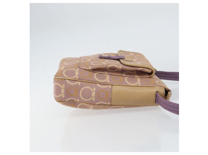 Borsa a Spalla Gancini Salvatore Ferragamo in Tela Viola Oro Auth 160696 - vista 4