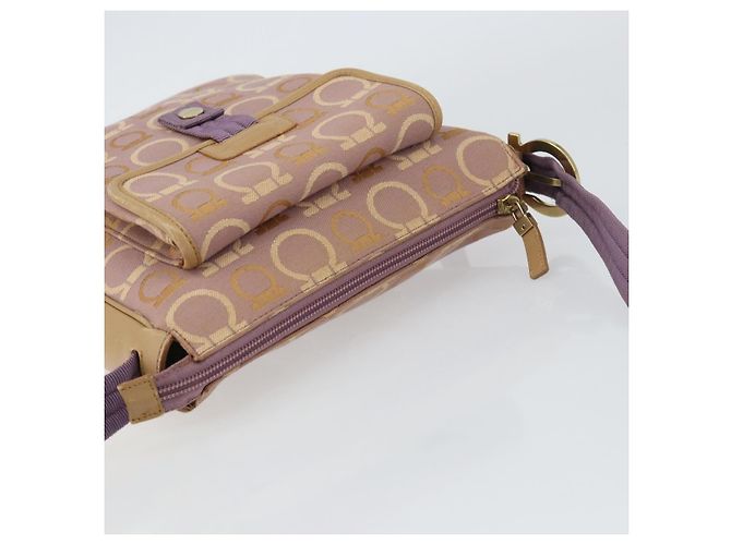 Borsa a Spalla Gancini Salvatore Ferragamo in Tela Viola Oro Auth 160696 - vista 6
