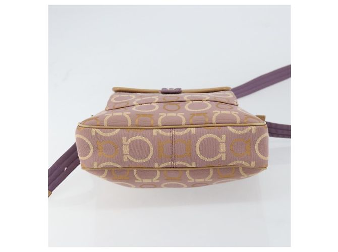 Borsa a Spalla Gancini Salvatore Ferragamo in Tela Viola Oro Auth 160696 - vista 9