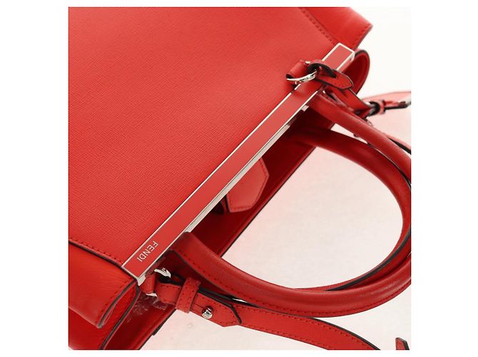 FENDI 2 JOURS Handtasche aus Leder 2-in-1 Gelb Silber Authentisch BA9071 - vista 6