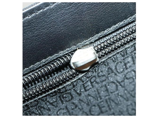 Borsa da lavoro Gianni Versace in nylon e pelle 2 in 1 nera e argento autentica bs31565 Nero - vista 12