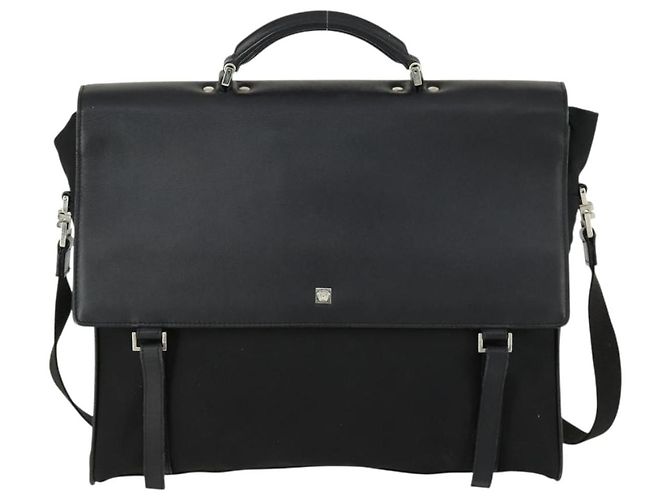 Borsa da lavoro Gianni Versace in nylon e pelle 2 in 1 nera e argento autentica bs31565 Nero - vista 13