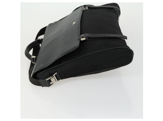 Borsa da lavoro Gianni Versace in nylon e pelle 2 in 1 nera e argento autentica bs31565 Nero - vista 4
