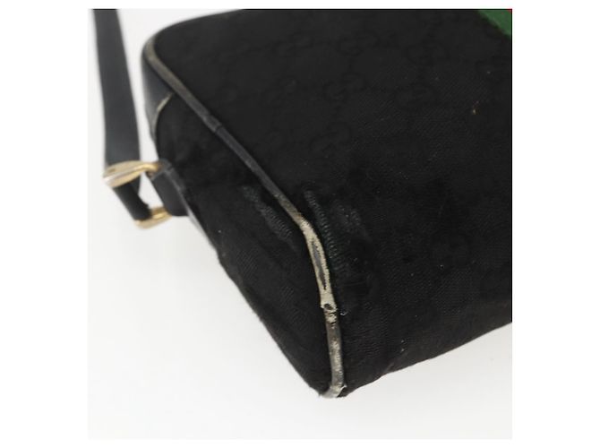 Borsa a Spalla Gucci GG Canvas Web Sherry Line Nero Oro Auth 158418 D'oro - vista 13