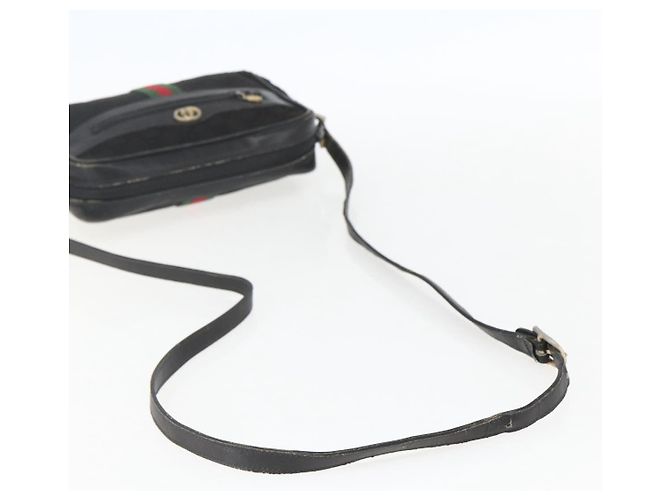 Borsa a Spalla Gucci GG Canvas Web Sherry Line Nero Oro Auth 158418 D'oro - vista 7