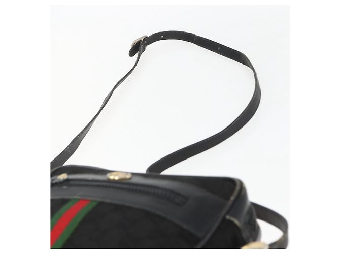 Borsa a Spalla Gucci GG Canvas Web Sherry Line Nero Oro Auth 158418 D'oro - vista 8