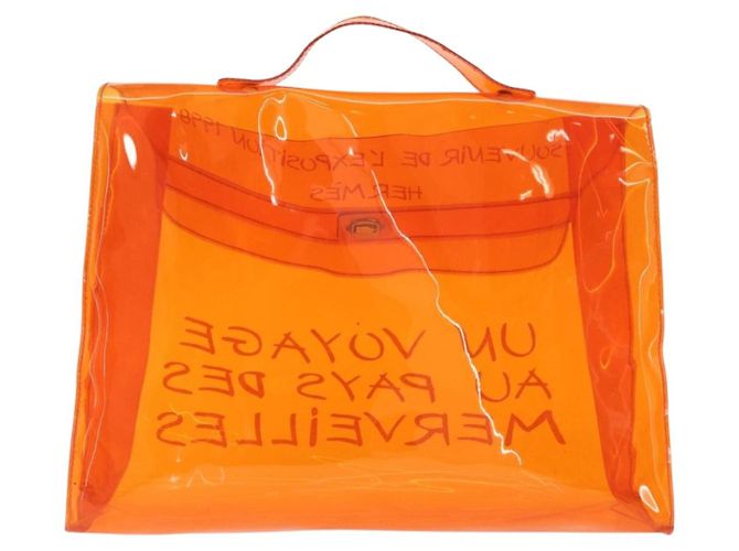 Hermès HERMES Borsa a Mano Kelly in Vinile Arancione Auth 158158 - vista 3