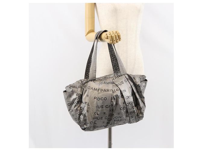 CHANEL Borsa Tote Illimitata Nylon Argento CC Auth bs31915 - vista 22