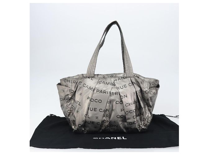 CHANEL Borsa Tote Illimitata Nylon Argento CC Auth bs31915 - vista 23