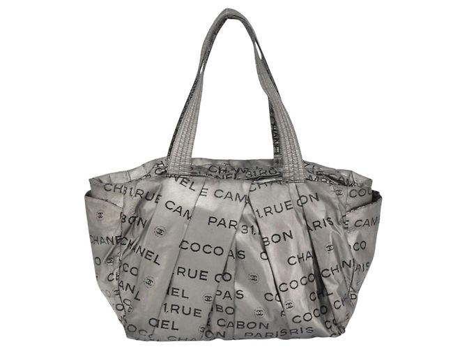 CHANEL Borsa Tote Illimitata Nylon Argento CC Auth bs31915 - vista 3