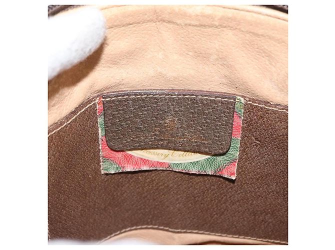 Gucci Borsa GG Supreme Web Sherry Line in PVC beige e oro 68 02 047 Auth ka1073 D'oro - vista 15