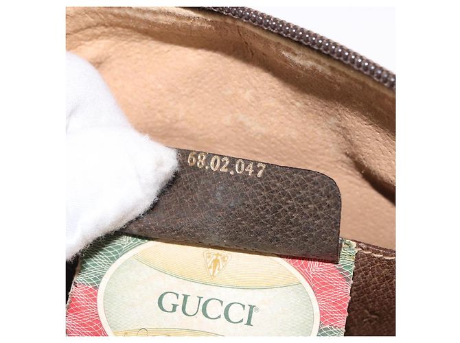 Gucci Borsa GG Supreme Web Sherry Line in PVC beige e oro 68 02 047 Auth ka1073 D'oro - vista 20