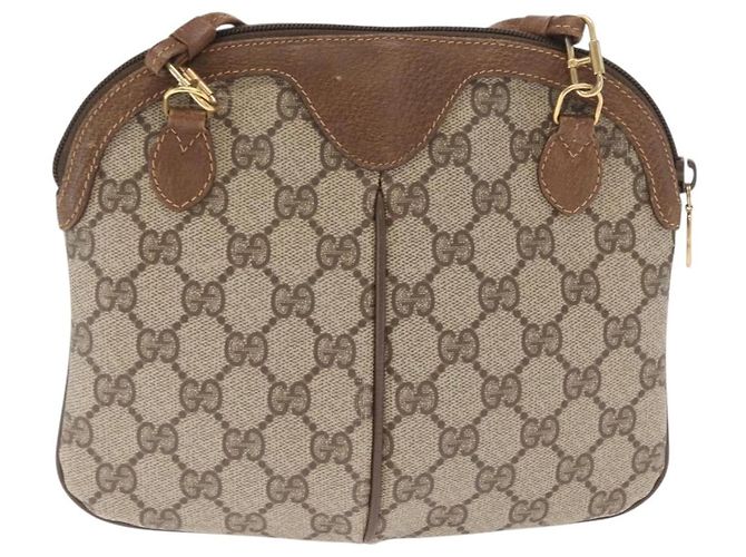 Gucci Borsa GG Supreme Web Sherry Line in PVC beige e oro 68 02 047 Auth ka1073 D'oro - vista 3