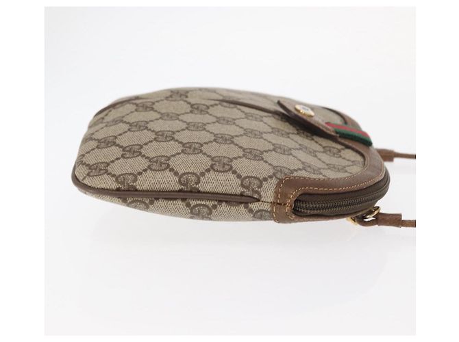 Gucci Borsa GG Supreme Web Sherry Line in PVC beige e oro 68 02 047 Auth ka1073 D'oro - vista 4