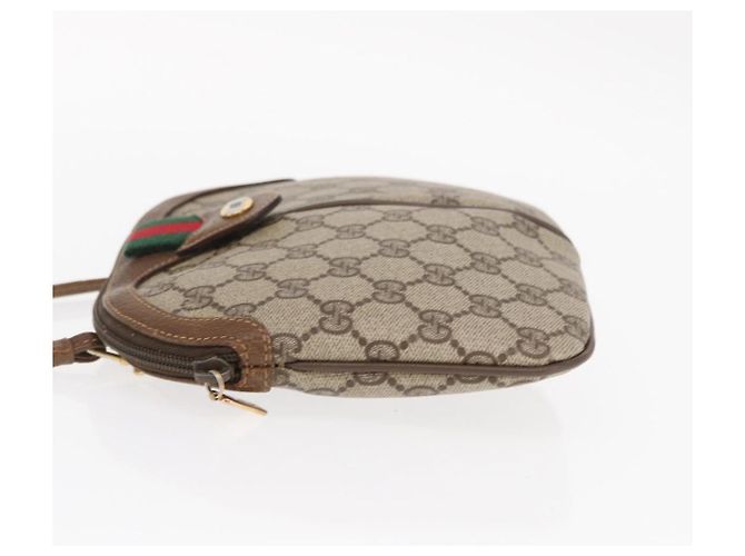 Gucci Borsa GG Supreme Web Sherry Line in PVC beige e oro 68 02 047 Auth ka1073 D'oro - vista 5