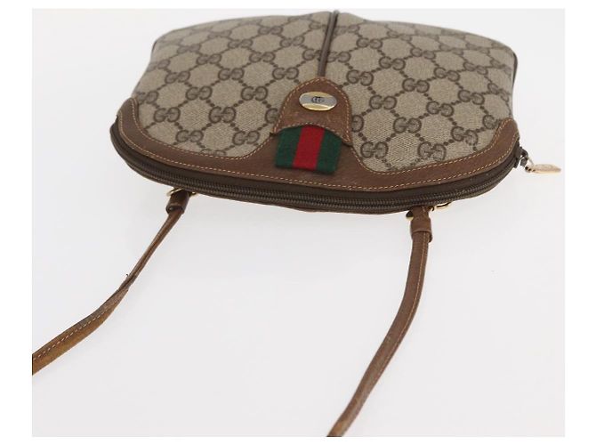 Gucci Borsa GG Supreme Web Sherry Line in PVC beige e oro 68 02 047 Auth ka1073 D'oro - vista 6