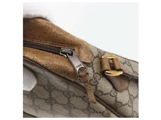 Borsa Sherry Line GG Supreme Web di GUCCI in PVC beige e oro 68 02 005 Auth 158512 D'oro - vista 14