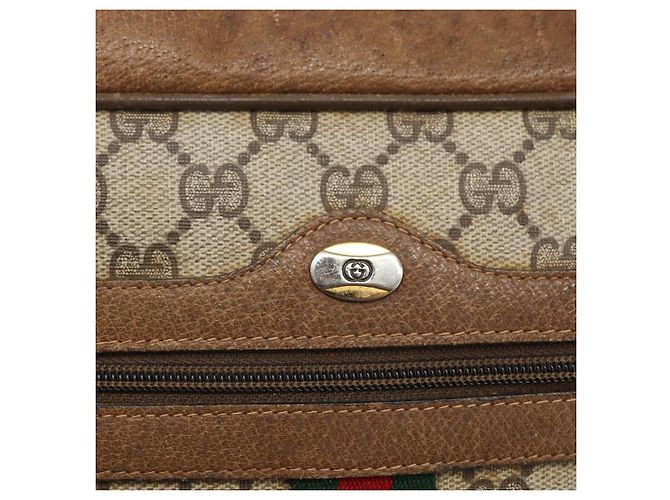 Borsa Sherry Line GG Supreme Web di GUCCI in PVC beige e oro 68 02 005 Auth 158512 D'oro - vista 15