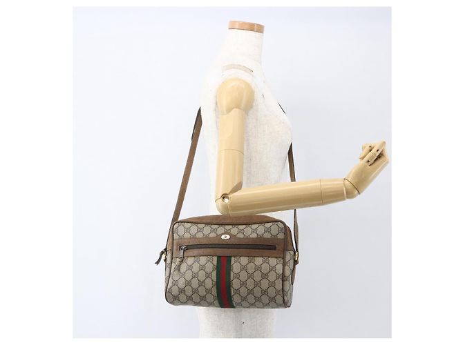 Borsa Sherry Line GG Supreme Web di GUCCI in PVC beige e oro 68 02 005 Auth 158512 D'oro - vista 24