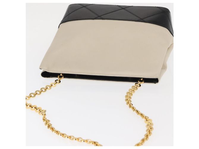Borsa a spalla a catena Salvatore Ferragamo in pelle bianca nera oro Auth bs31765 Nero Bianco D'oro - vista 6