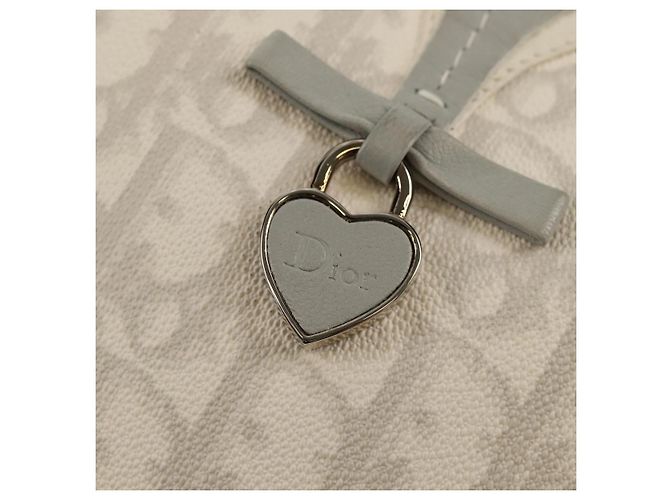 Borsa a Spalla Romantica Trotter Christian Dior PVC Bianco Argento Auth 158881V - vista 17