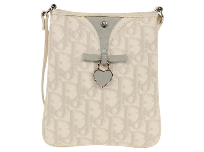Borsa a Spalla Romantica Trotter Christian Dior PVC Bianco Argento Auth 158881V - vista 2