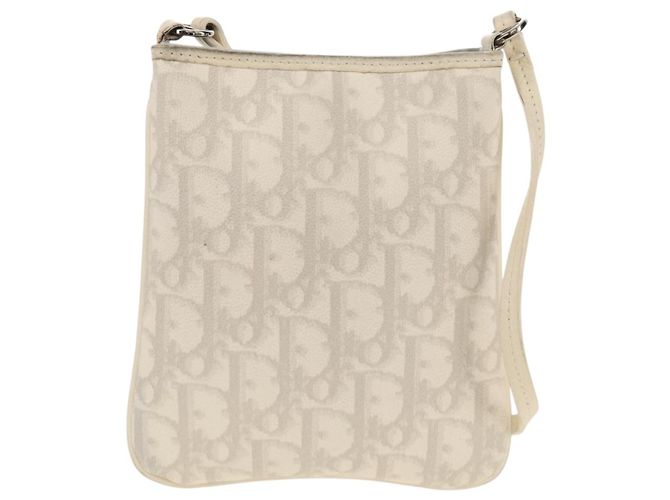 Borsa a Spalla Romantica Trotter Christian Dior PVC Bianco Argento Auth 158881V - vista 3