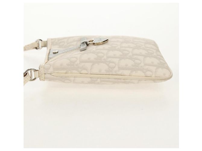 Borsa a Spalla Romantica Trotter Christian Dior PVC Bianco Argento Auth 158881V - vista 4