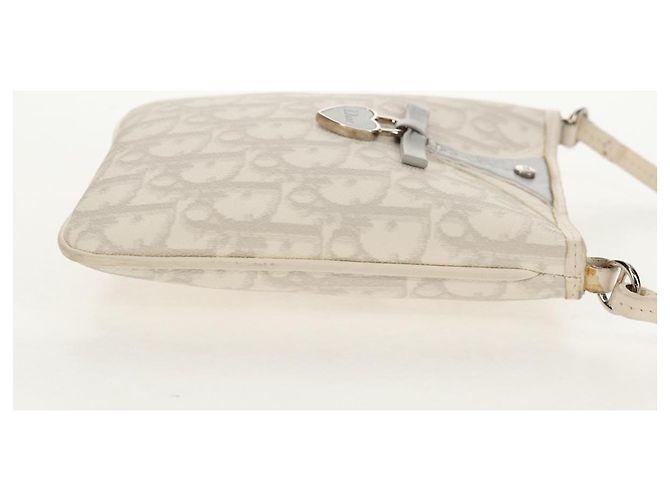 Borsa a Spalla Romantica Trotter Christian Dior PVC Bianco Argento Auth 158881V - vista 5