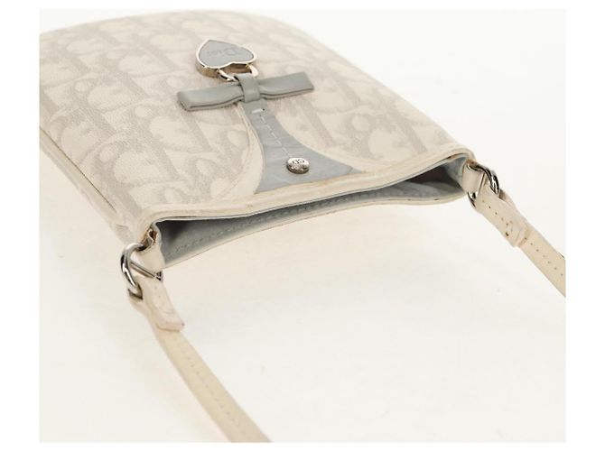 Borsa a Spalla Romantica Trotter Christian Dior PVC Bianco Argento Auth 158881V - vista 7