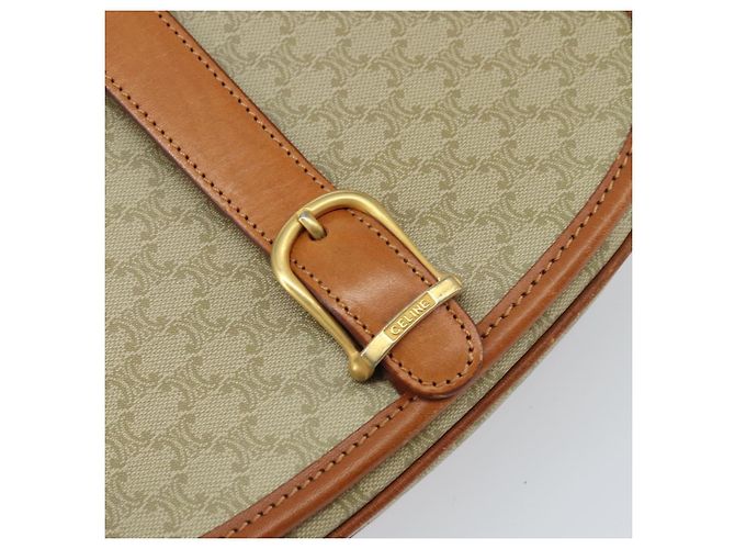 Céline Borsa a Spalla in Tela Macadam CELINE PVC Beige Oro Auth 157310 D'oro - vista 17
