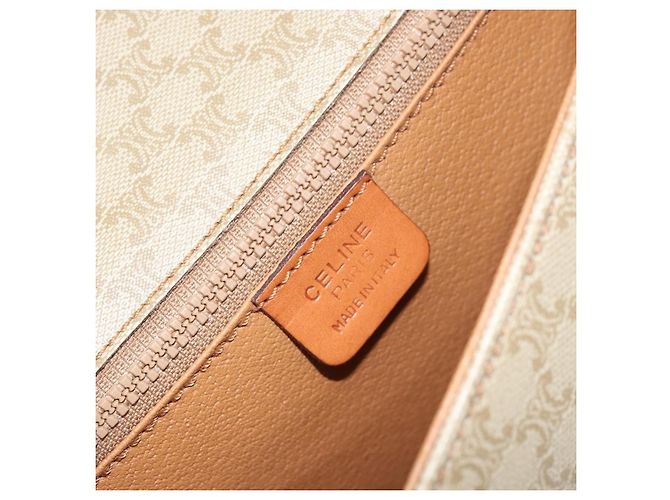 Céline Borsa a Spalla in Tela Macadam CELINE PVC Beige Oro Auth 157310 D'oro - vista 19