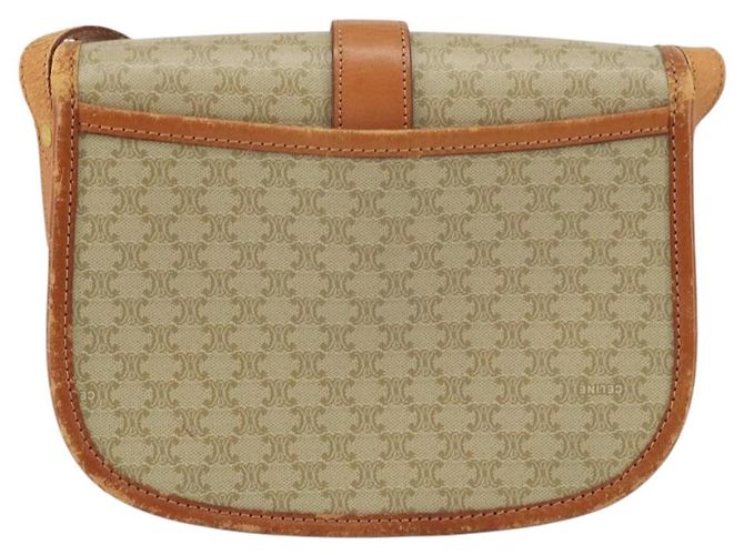 Céline Borsa a Spalla in Tela Macadam CELINE PVC Beige Oro Auth 157310 D'oro - vista 2
