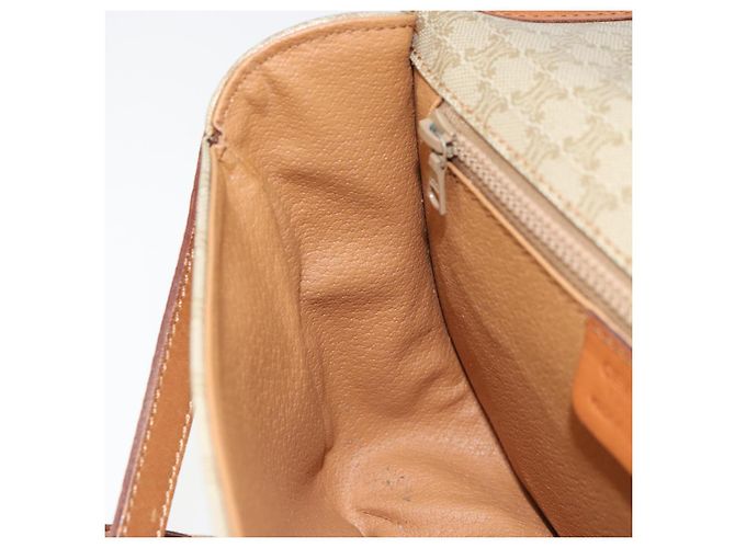 Céline Borsa a Spalla in Tela Macadam CELINE PVC Beige Oro Auth 157310 D'oro - vista 21