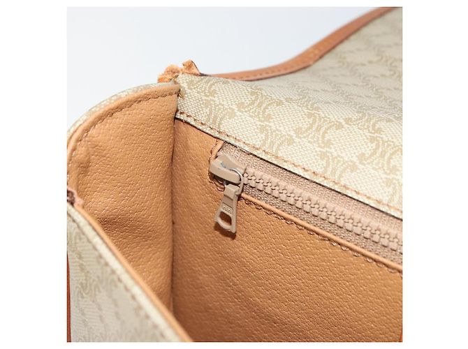 Céline Borsa a Spalla in Tela Macadam CELINE PVC Beige Oro Auth 157310 D'oro - vista 22