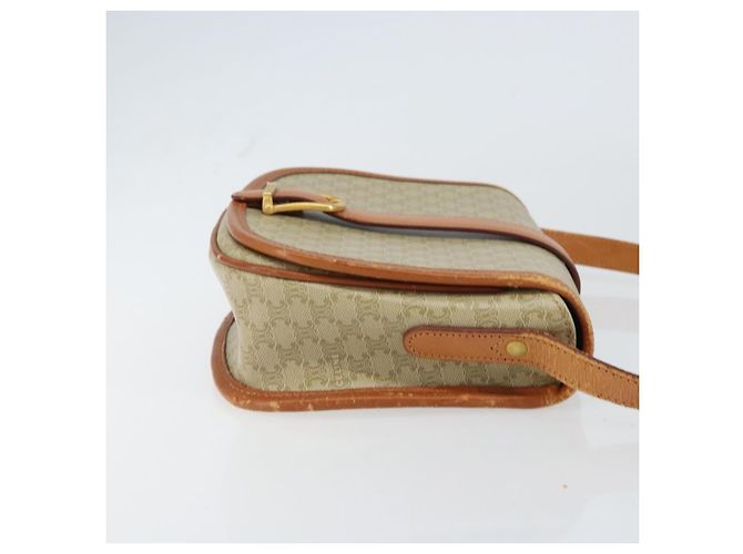 Céline Borsa a Spalla in Tela Macadam CELINE PVC Beige Oro Auth 157310 D'oro - vista 3
