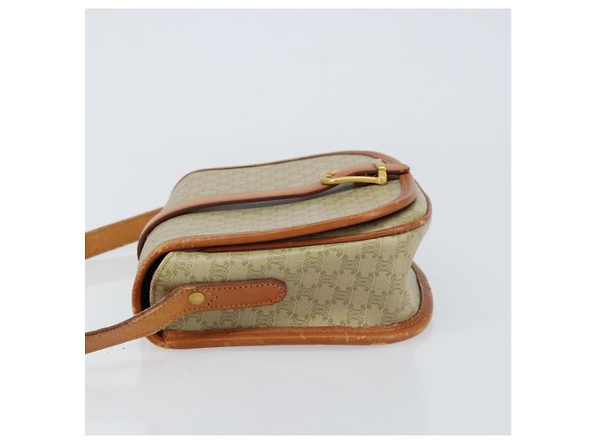 Céline Borsa a Spalla in Tela Macadam CELINE PVC Beige Oro Auth 157310 D'oro - vista 4