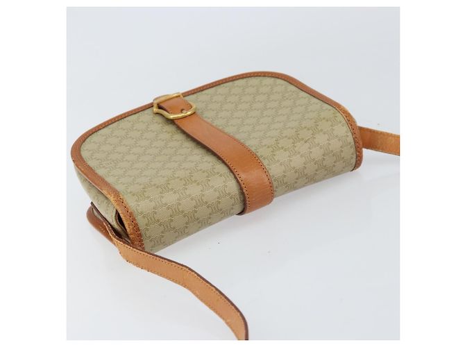 Céline Borsa a Spalla in Tela Macadam CELINE PVC Beige Oro Auth 157310 D'oro - vista 6