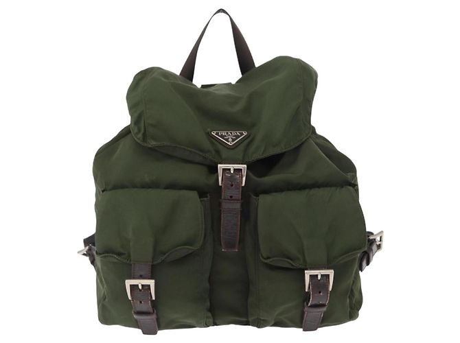 PRADA Backpack Nylon Khaki Silver Auth 147077 Silvery - view 13