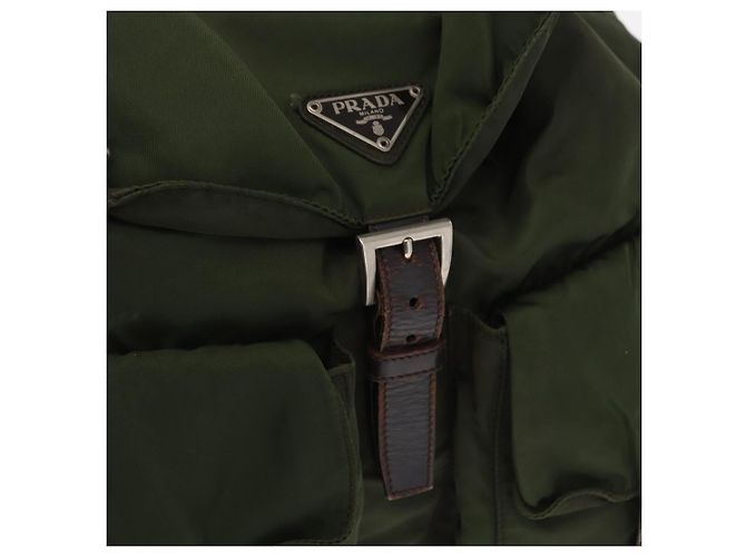 PRADA Backpack Nylon Khaki Silver Auth 147077 Silvery - view 20