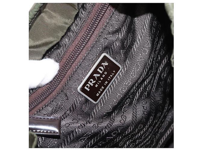 PRADA Backpack Nylon Khaki Silver Auth 147077 Silvery - view 22