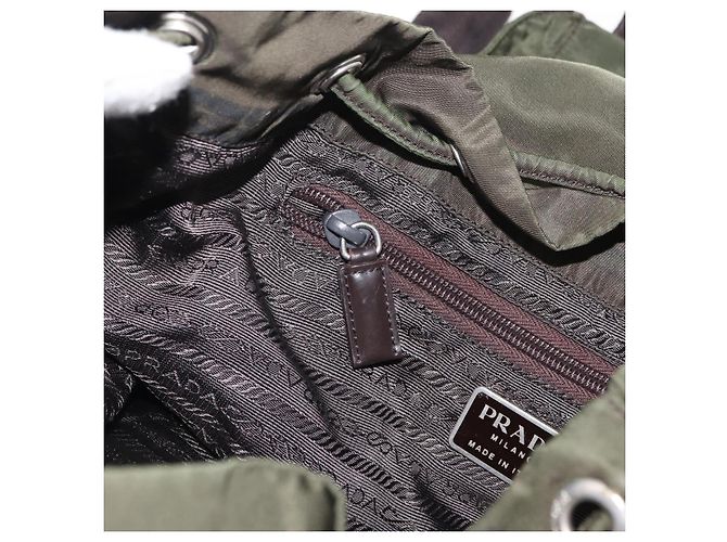 PRADA Backpack Nylon Khaki Silver Auth 147077 Silvery - view 25