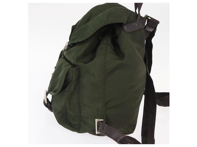 PRADA Backpack Nylon Khaki Silver Auth 147077 Silvery - view 3