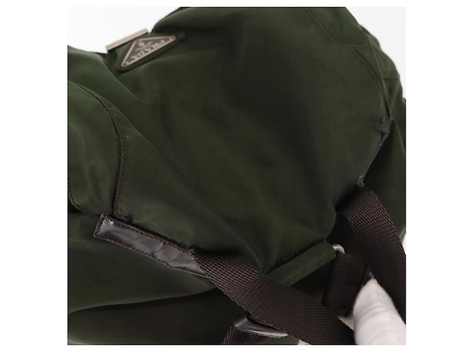 PRADA Backpack Nylon Khaki Silver Auth 147077 Silvery - view 6