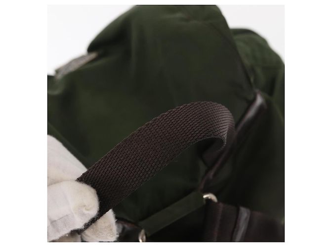 PRADA Backpack Nylon Khaki Silver Auth 147077 Silvery - view 7