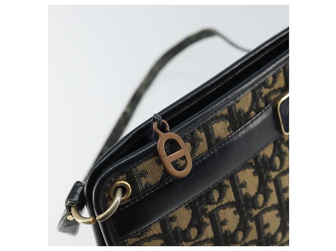 Borsa a Spalla in Tela Trotter Christian Dior Blu Navy Oro Auth BA9130 D'oro - vista 15