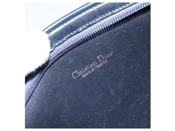 Borsa a Spalla in Tela Trotter Christian Dior Blu Navy Oro Auth BA9130 D'oro - vista 16