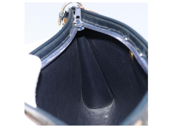 Borsa a Spalla in Tela Trotter Christian Dior Blu Navy Oro Auth BA9130 D'oro - vista 18