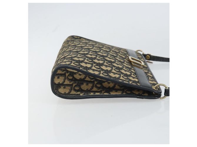 Borsa a Spalla in Tela Trotter Christian Dior Blu Navy Oro Auth BA9130 D'oro - vista 4